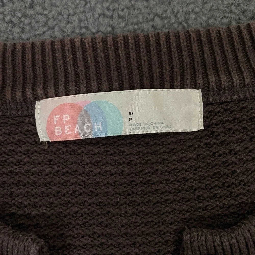 Free People FP Beach Sweater Womens Small Brown Knit Pullover Cover Up Pool